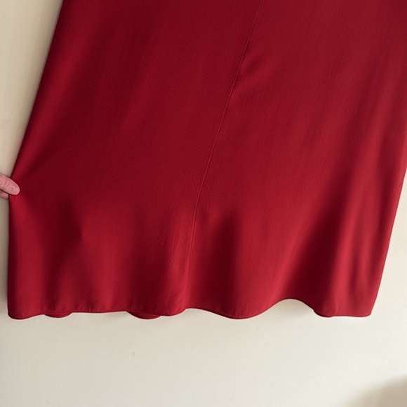 Eileen Fisher Red 100% Georgette Silk Long Sleeve Shift Midi Dress Women Small - Picture 12 of 13